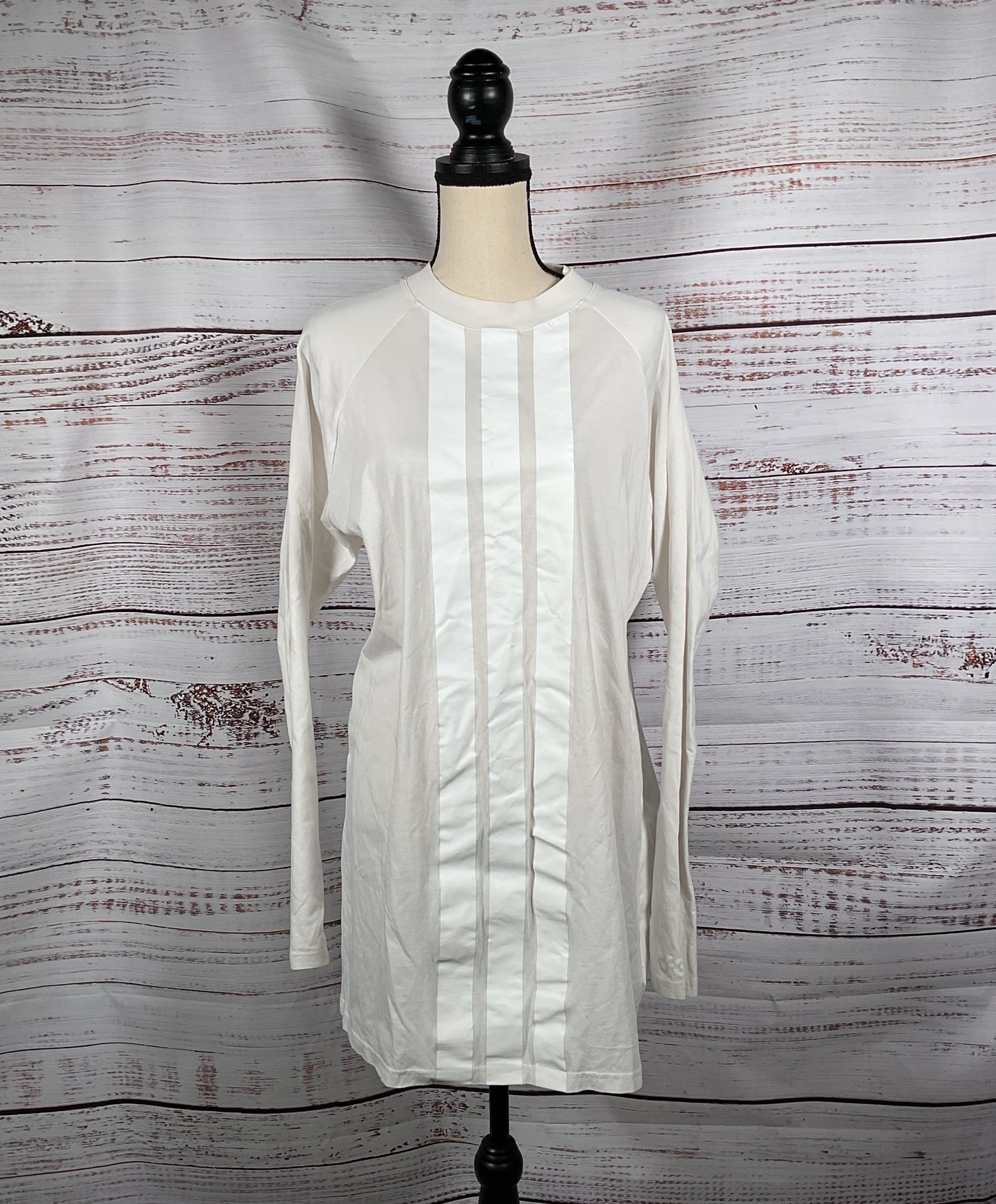 Adidas White Long Sleeve Three Stripes Long Top - Size Medium