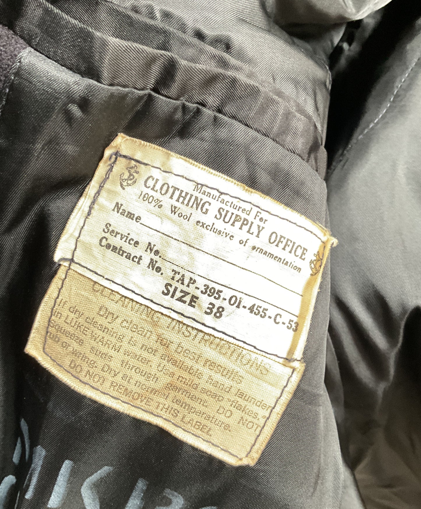 Vintage Clothing Supply Office Navy Surplus Wool Pea Coat Jacket Size 38