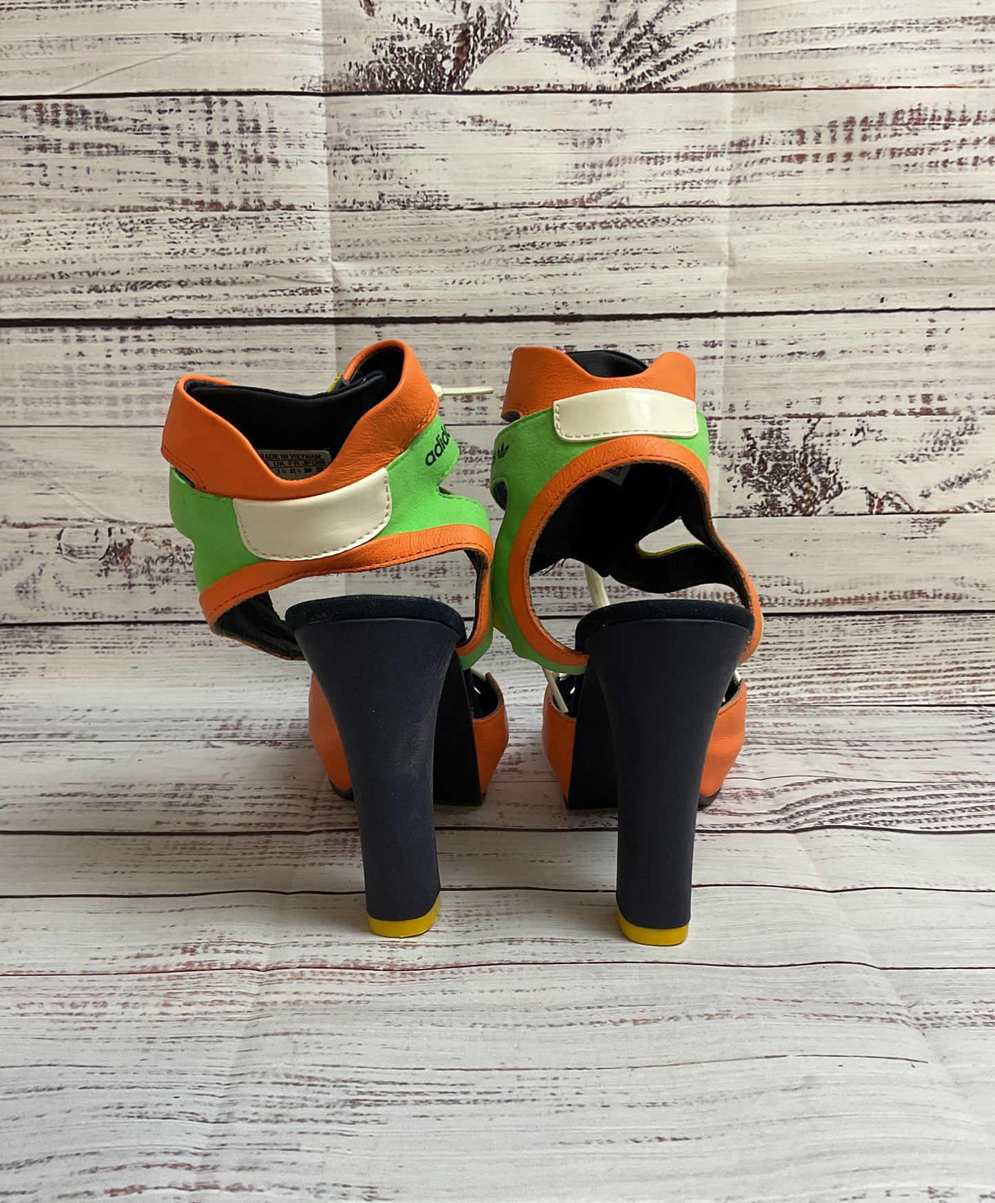 Vintage Adidas Orange And Green Lace Up Ankle Heel Women 9