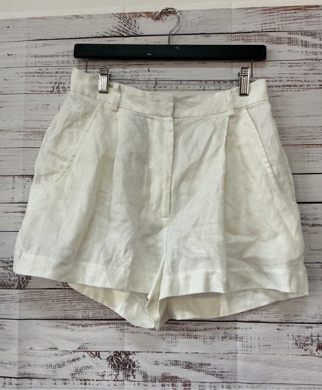NWT Women's Bondi Born White Linen Shorts Size L