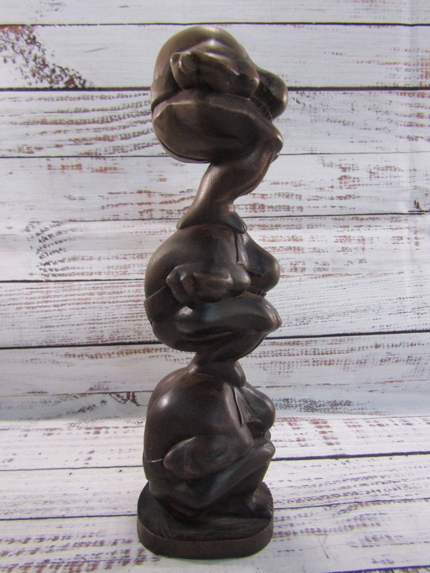 Vintage Wooden Hand Carved Yogi Man Orang Malu Weeping Buddha Stack