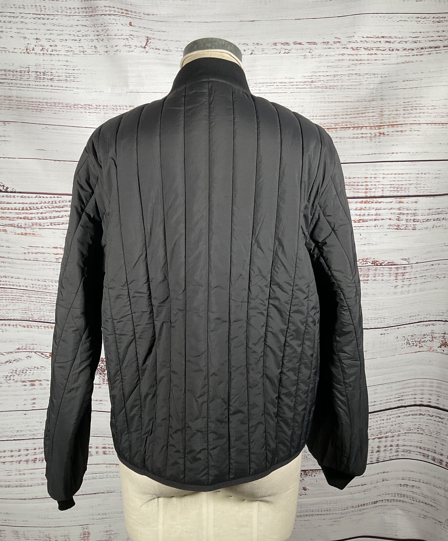 Rains Banja Water Resistant Channel Quilted Bomber Jacket Black XL