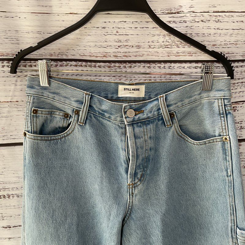 Still Here New York Charlie Cargo Jeans Blue Denim Pants - Size 26