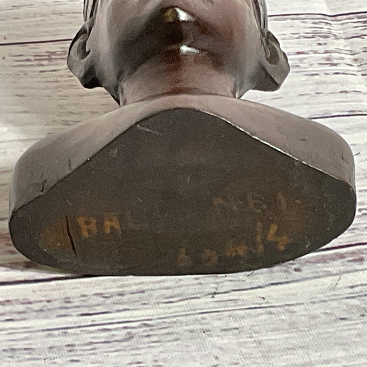 VTG. Wood Carved Malaysian Mini Bust Sculpture Boy in Tengkolok- 4.25"