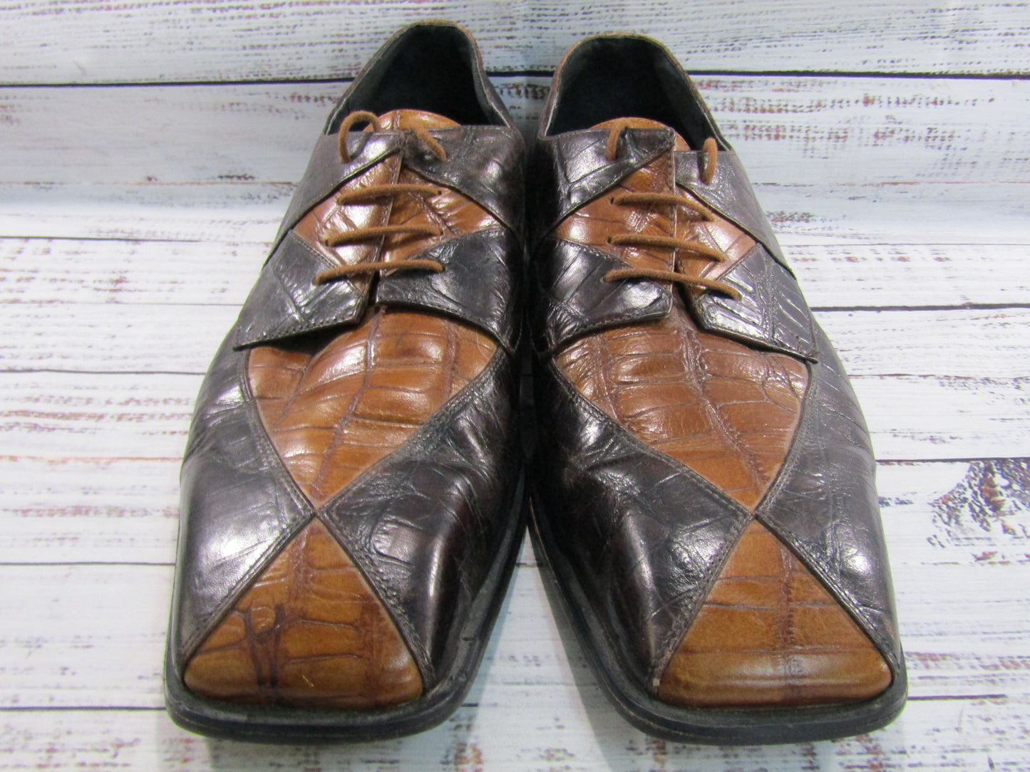 Giorgio Brutini Men's Brown Croc Embossed Oxford Shoes Size 12