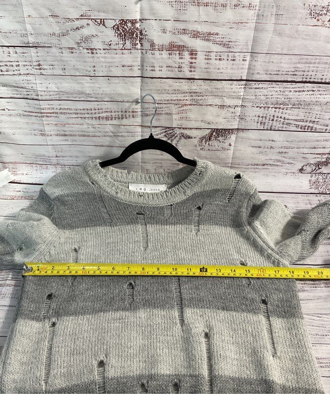 IRO Jeans Women's Stys Distressed Wool Striped Pullover Sweater Size S