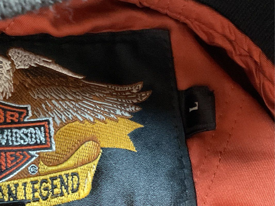 HARLEY DAVIDSON Harley Ownders Group Men's Black Satin Bomber Jacket- SZ L