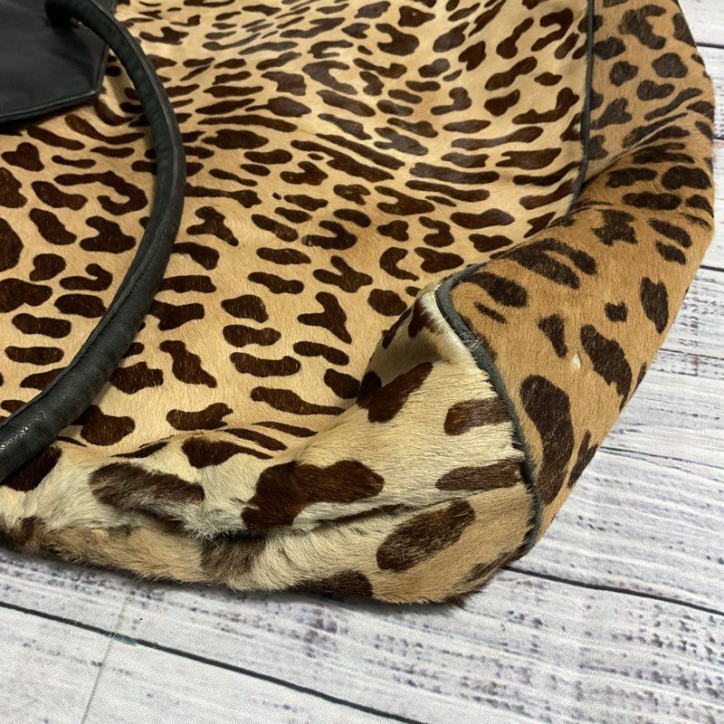 VTG. Maud Faizon Leopard Print Fur and Black Leather Tote Tote