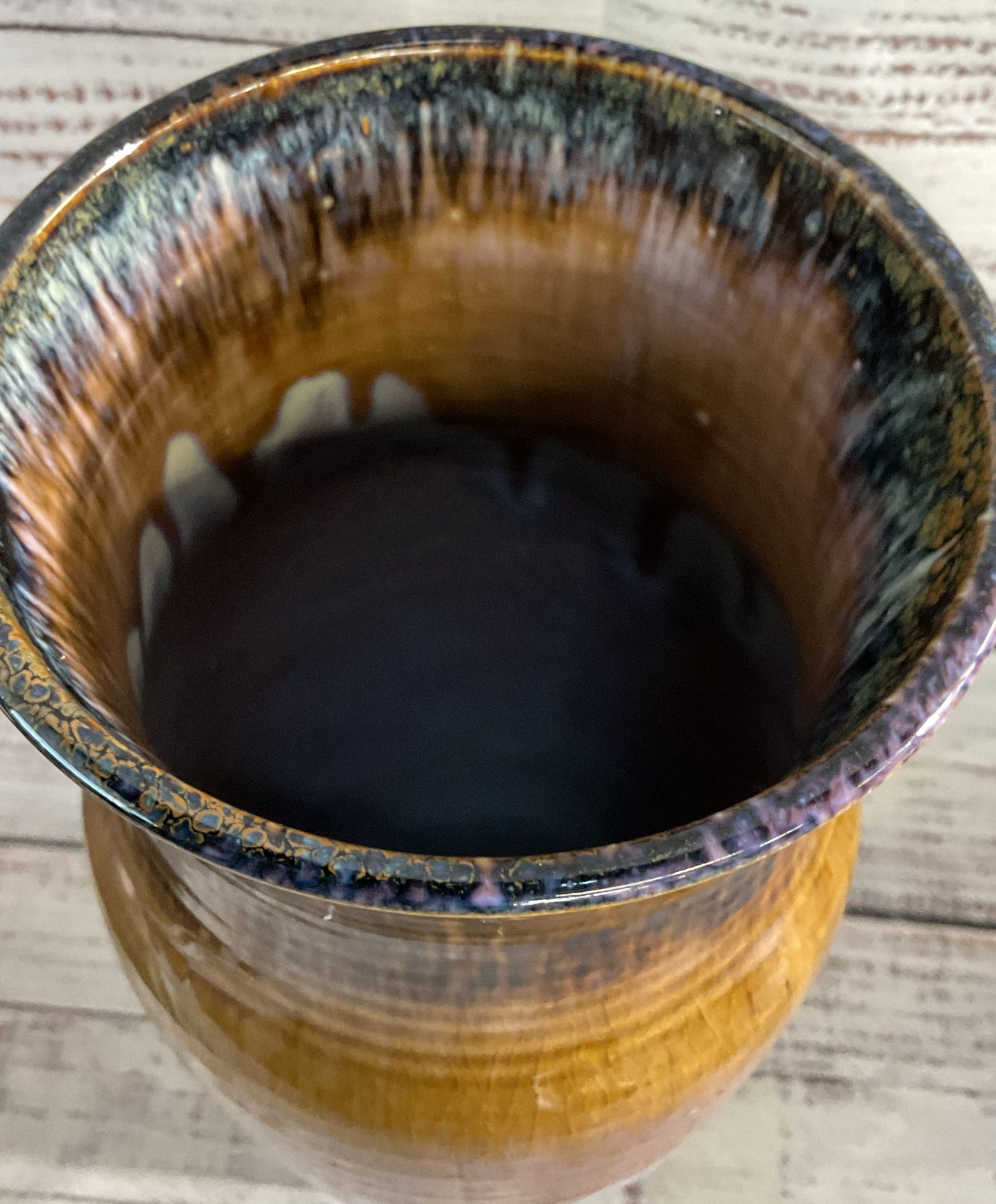 S. Knight Studio Pottery Drip Glaze Finish Vase Multicolor