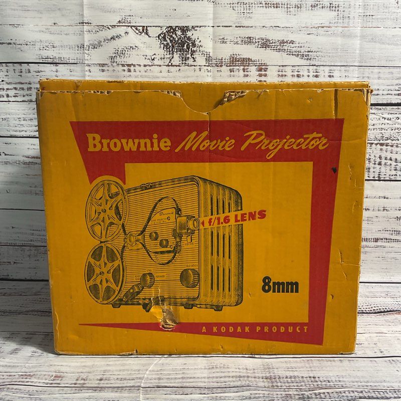 VTG. Kodak Brownie 8mm Movie Projector in OG Box *TURNS ON*