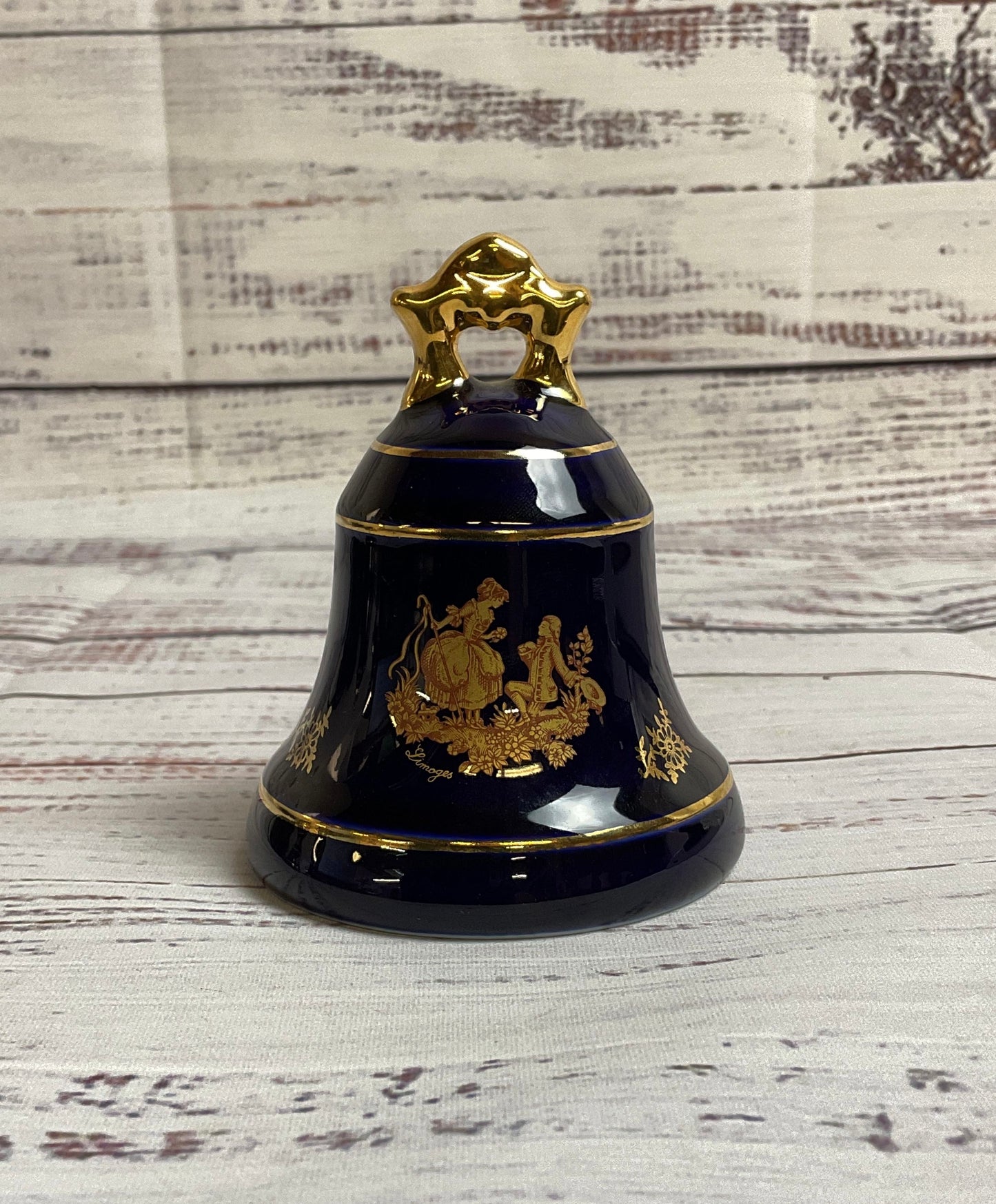 Vintage Limoges Castel France Navy Porcelain 'The Proposal' Bell