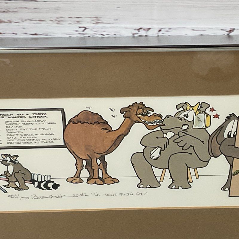 COA Signed ROBERT MARBLE "High-Tech Tooth Dr." Lithograph- FRAMED 38.5" X 10"