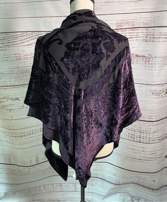 Women's Silk/Velvet Eggplant Scarf Size OS