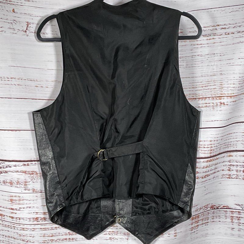 WILSONS The Leather Experts Men's Black Leather Front Vest- SZ M