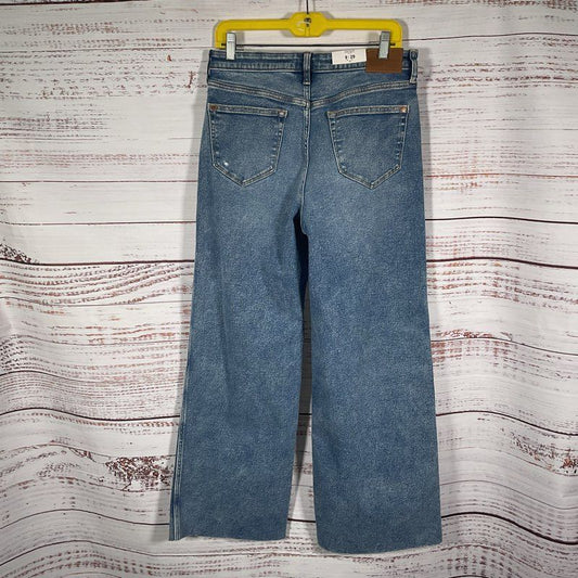 NWT Judy Blue Retro Wide Leg Raw Hem Distressed High Waist Denim Jeans - Size 29