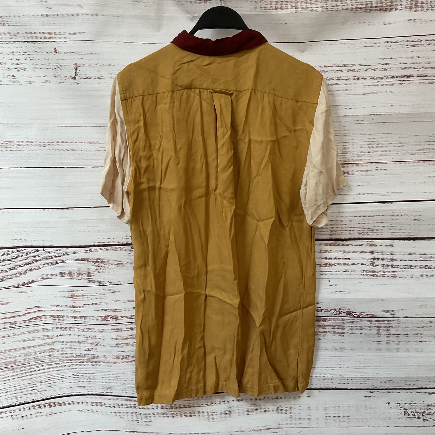 Todd Snyder Button Up Short Sleeve Tan Yellow Rayon Shirt - Size M