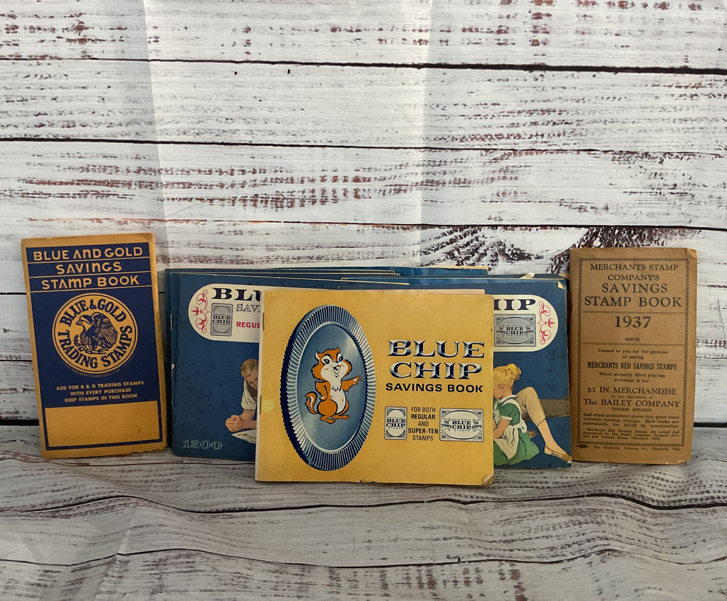 Vintage Lot of 10 Blue Chip Merchant Savings Stamp Books