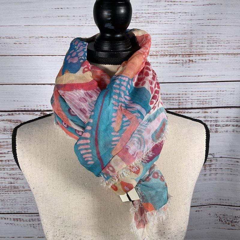 NWT SPELL X KYLIE CALDWELL Evelyn travel Scarf- Bay Blue- SZ OS (77" x 56")