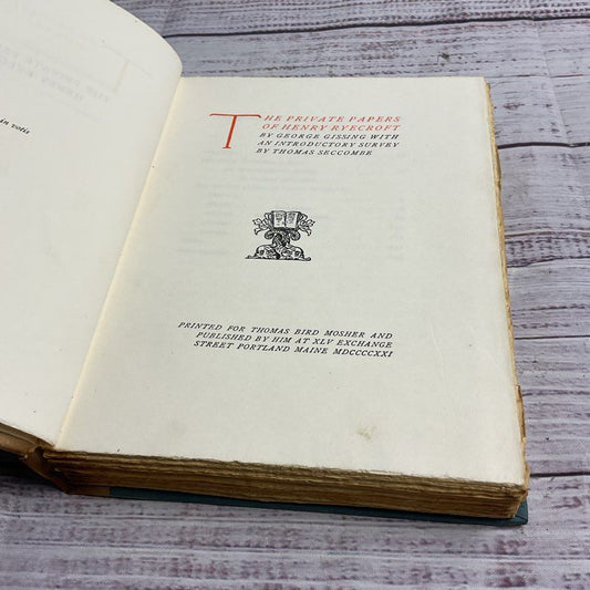 The Private Essays Of Henry Ryecroft 1921 George Gissing Hardcover Book