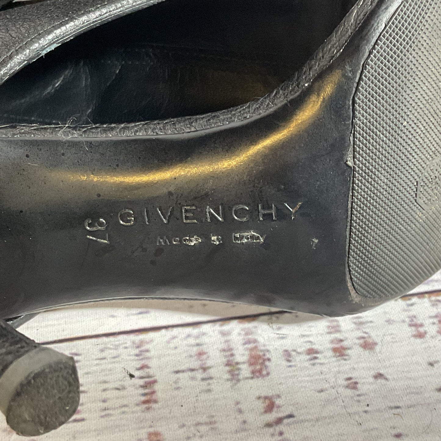GIVENCHY Women's Black Pebble Leather Open Toe Bootie Boots- SZ 37