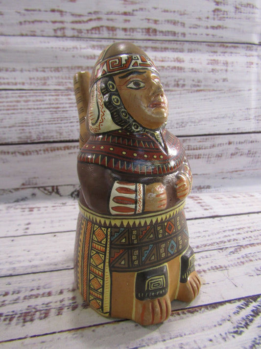 Vintage Antonio Olave Multi-Color Handcrafted Cuzco Native Man Ceramic Figurine