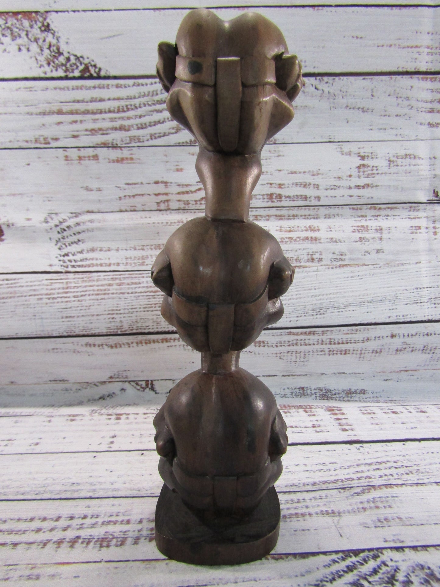 Vintage Wooden Hand Carved Yogi Man Orang Malu Weeping Buddha Stack