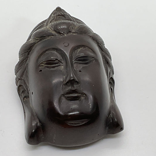VTG./ANTIQUE Dark Wood Carved Japanese Kannon Netsuke- 1 7/8"