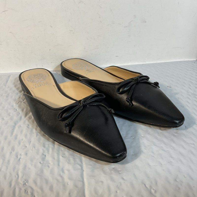 VINCE CAMUTO Women's Black Flat Mule Pointy Slides Sholes- SZ 6.5