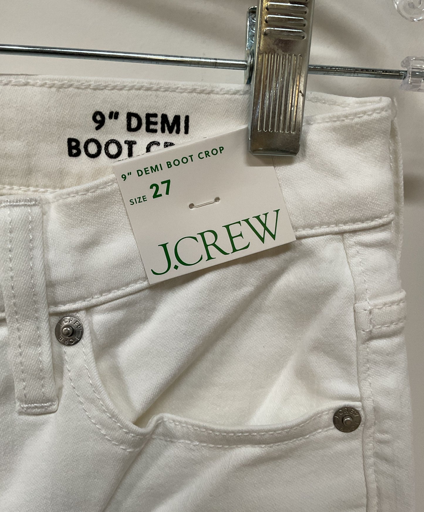 Women's NWT J. Crew White Demi Boot Crop Jeans Size 27