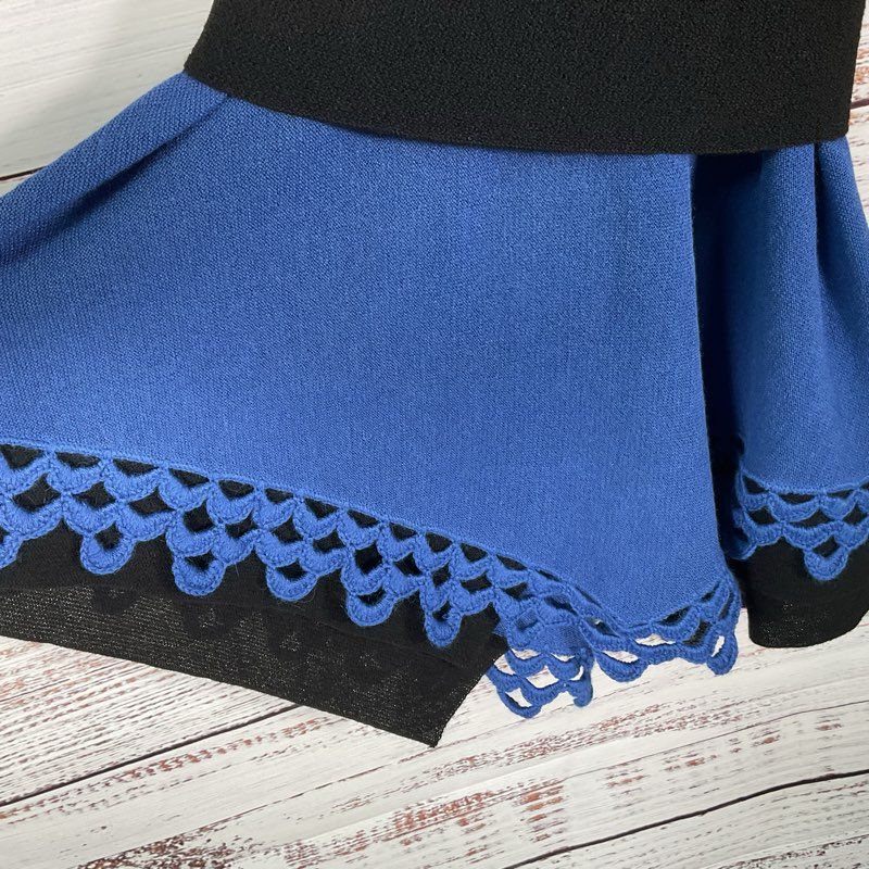 Pure Alpaca Blue and Black Tiered Hand Knit Peruvian Baby Alpaca Skirt READ DESC