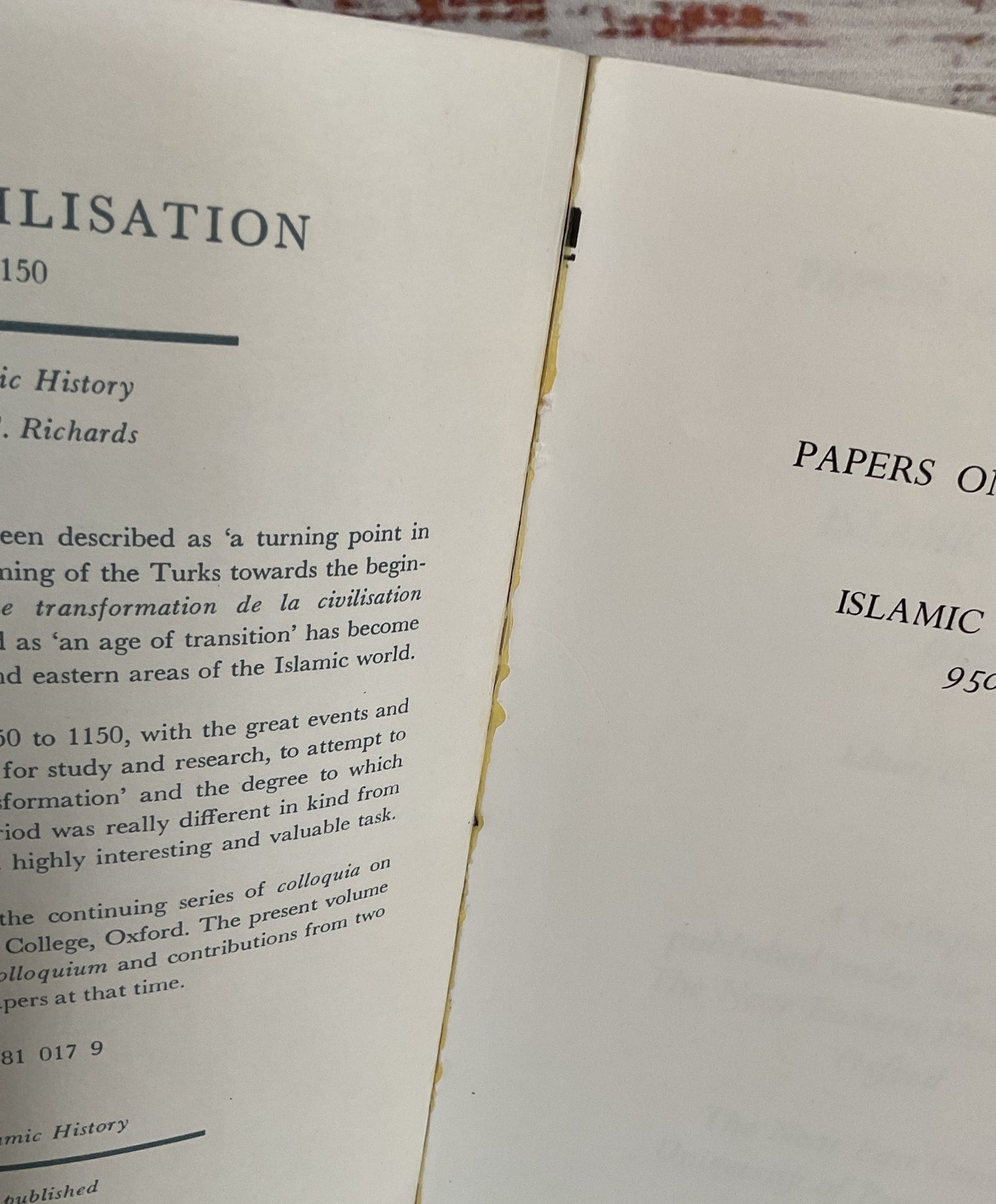 Islamic Civilisation 950-1150 Papers on Islamic History III