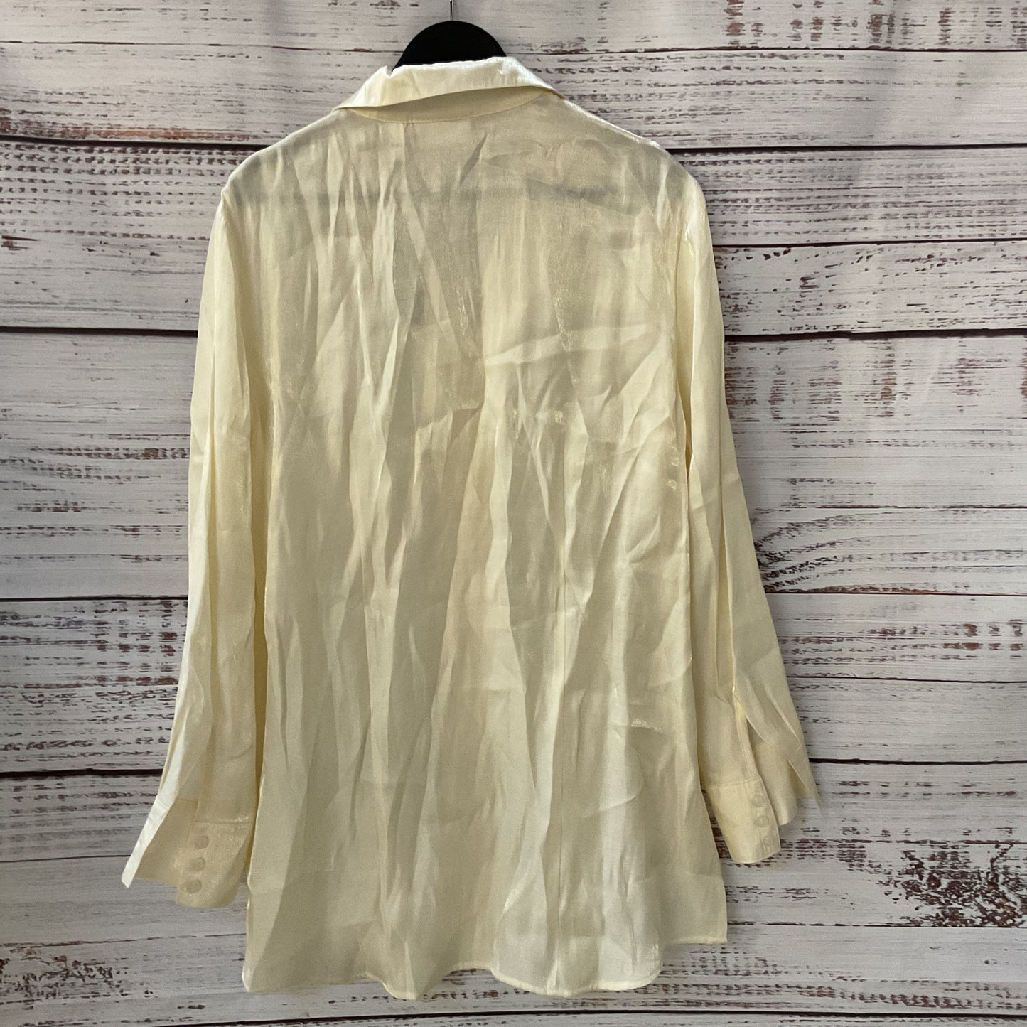 NWD CHICO'S Women's Shimmer Ivory Long Sleeve Blouse- SZ 2 (DEFECT)