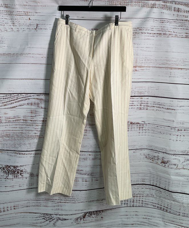 NWT Women's Faconnable White Pinstripe Pants Size 14 Retail $295