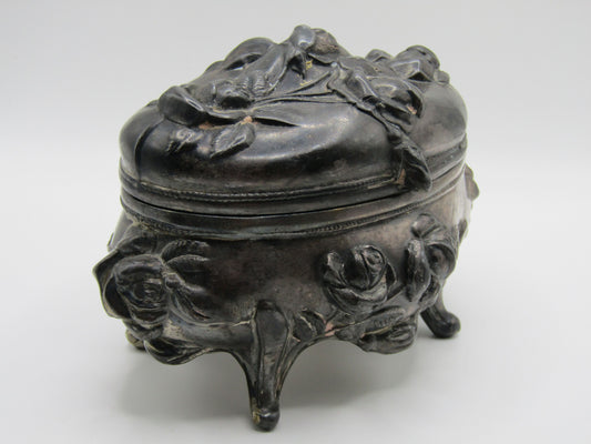 Antique Brainard & Wilson Rose Repousse Art Nouveau Trinket Box