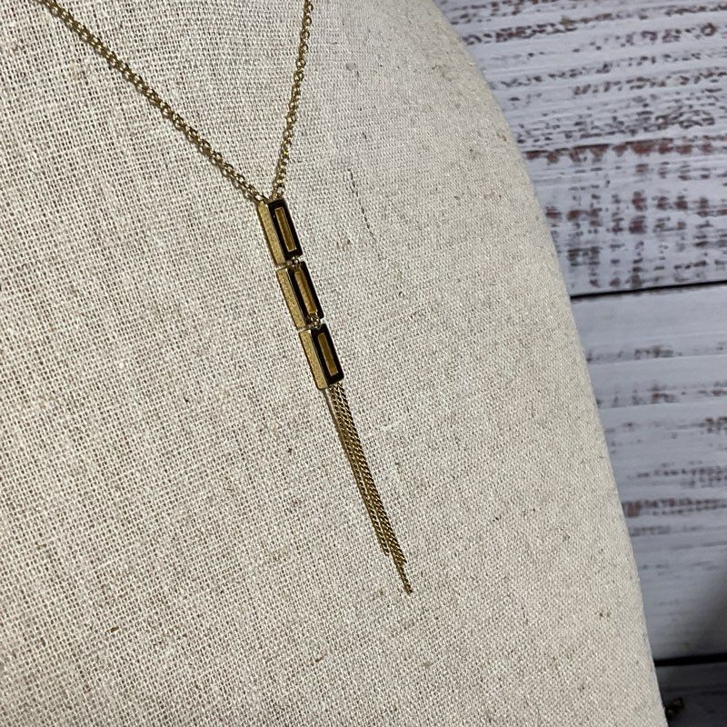 SWAROVSKI Gold Tone & Crystals Rectangle Linked Y-Necklace- 17"