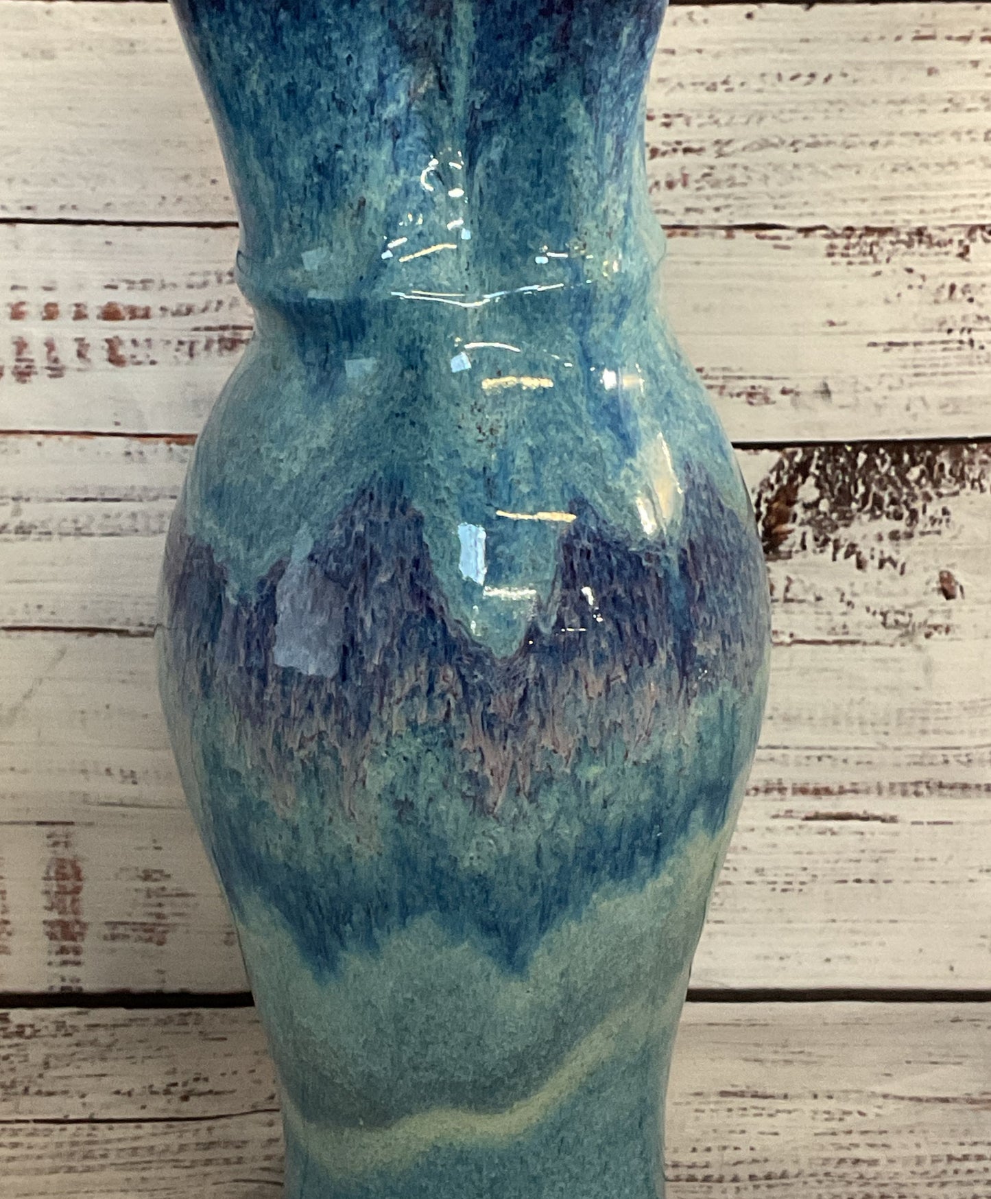 Vintage Stoneware Glazed Hand Made Vase Blue