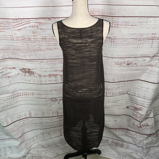 Sarah Pacini Dark Brown Knit One Pocket Sleeveless Midi Casual Dress - Size OS