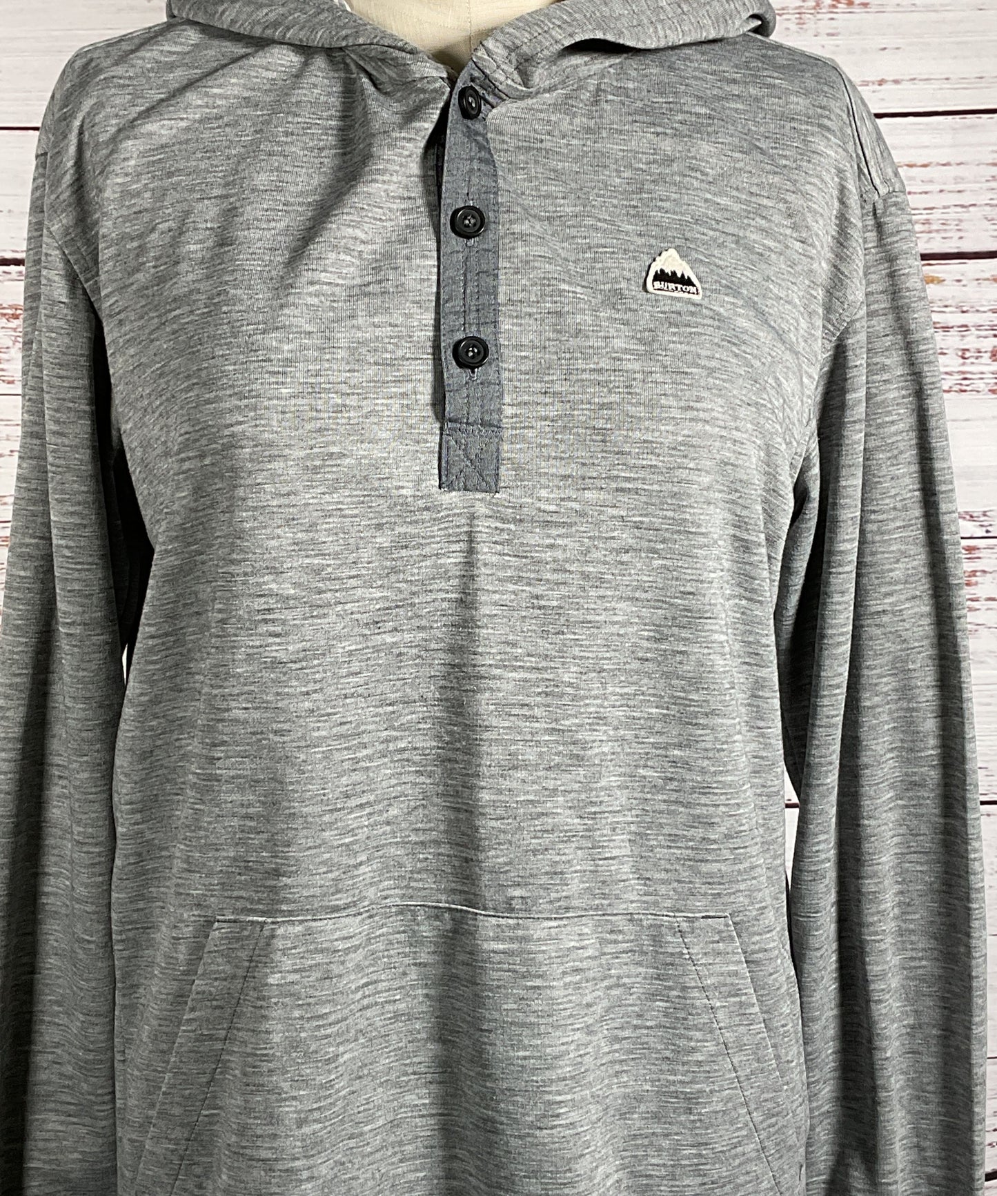 Burton Dexter Hooded Long Sleeve Henley Gray L