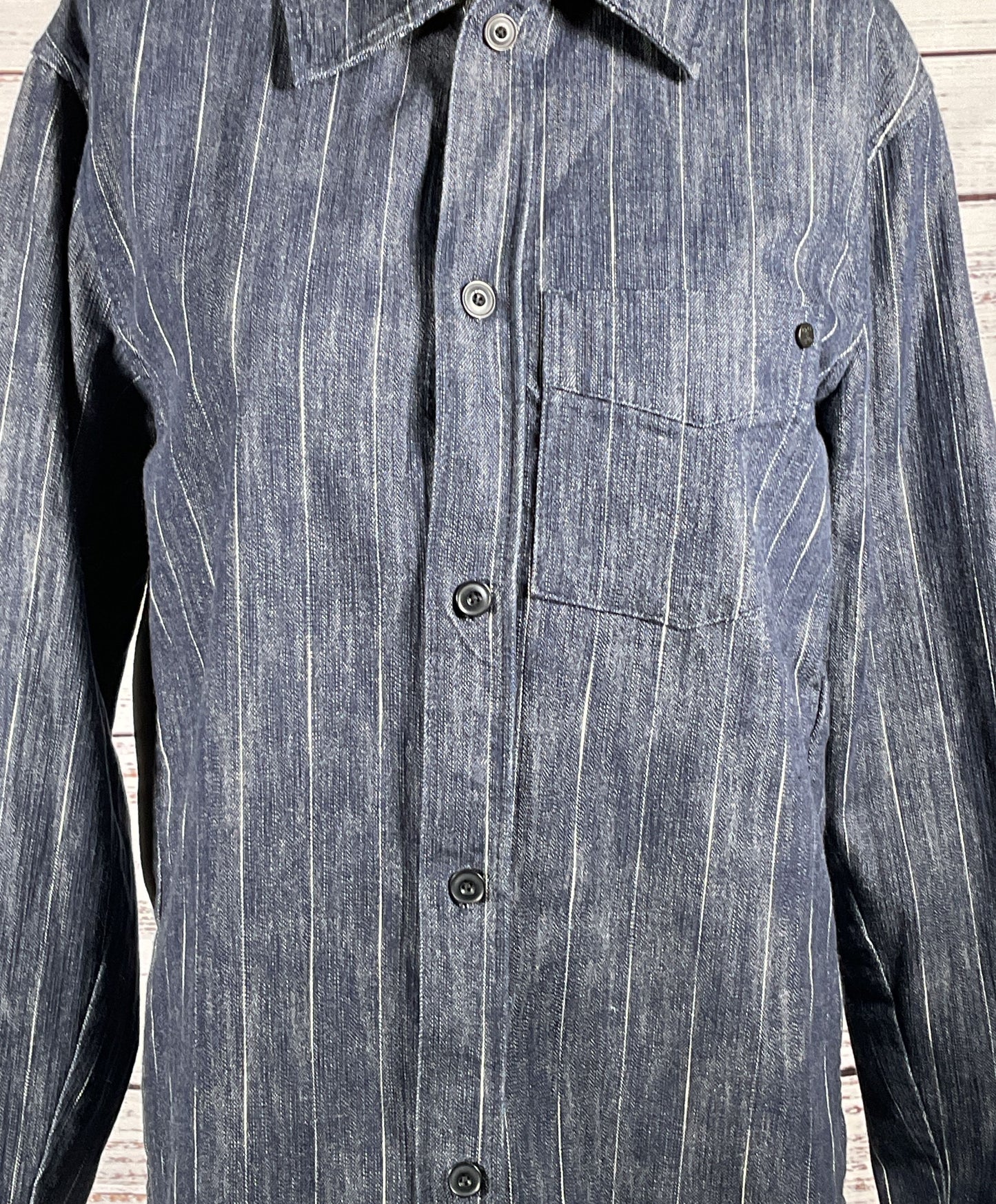 Closed Button Down Shirt With Stripes Denim Blue S