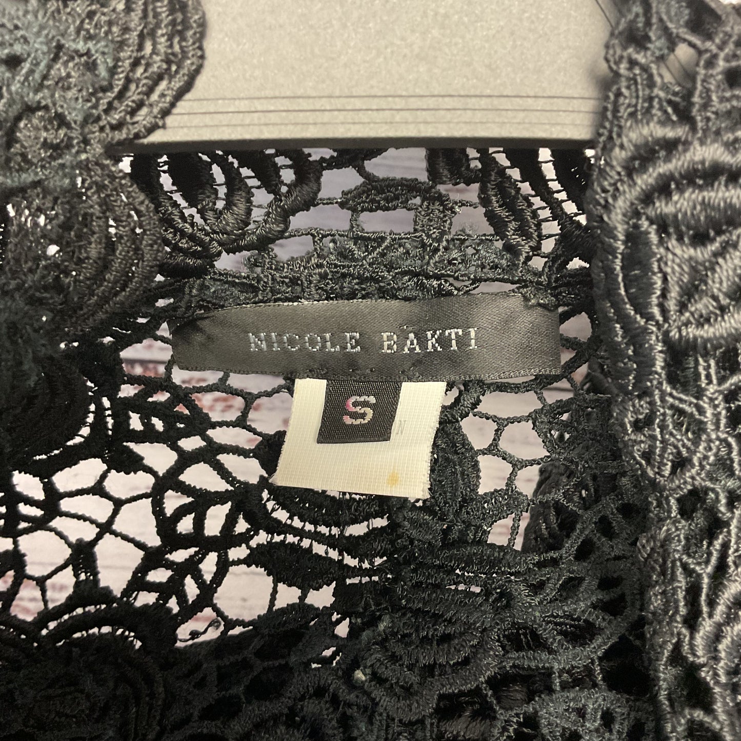 Nicole Bakti Black Lace Sheer Flower Long Cardigan - Size S