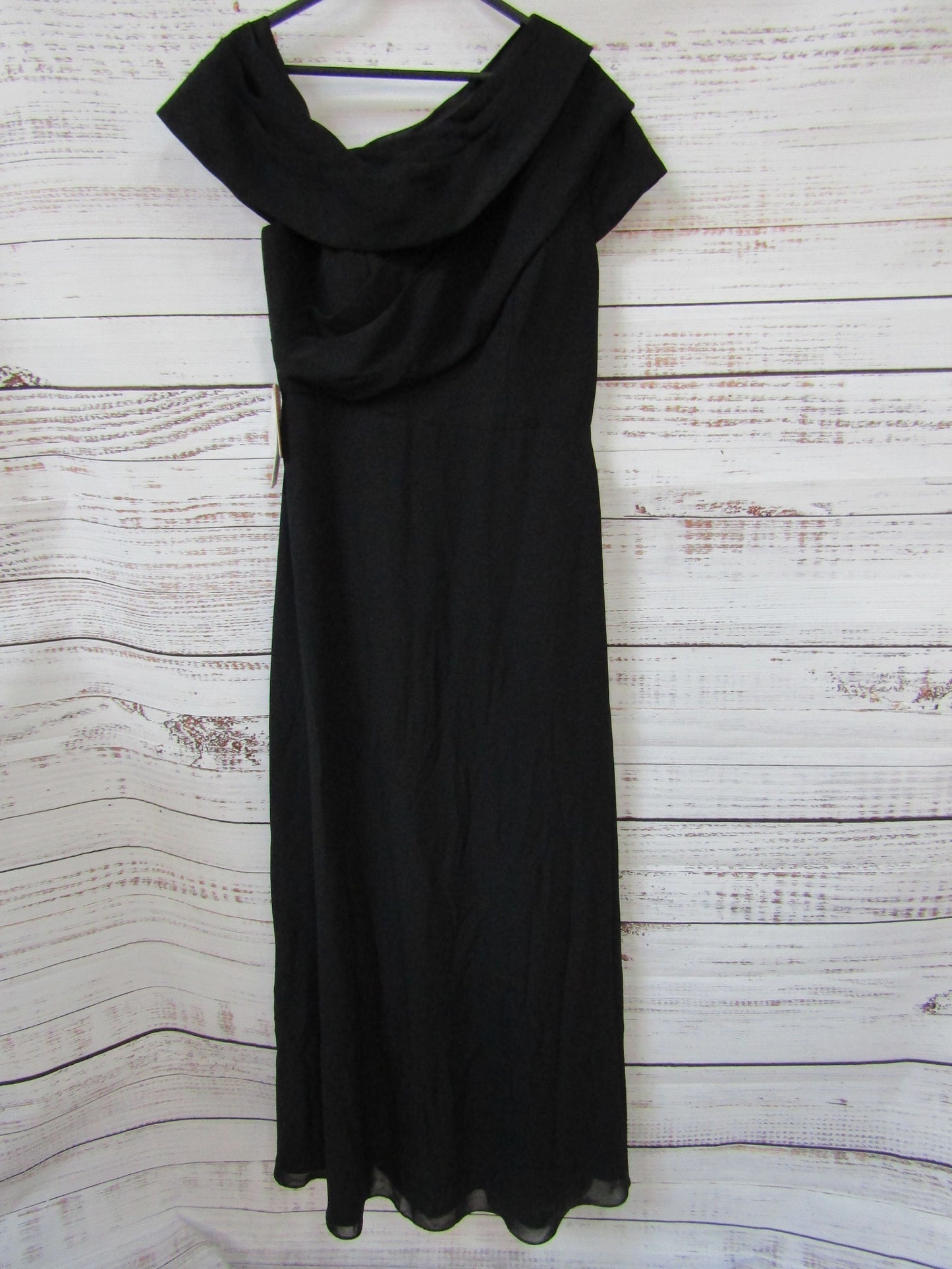 JJ's House Women's Black A-Line Asymmetrical Chiffon Evening Dress Size 12