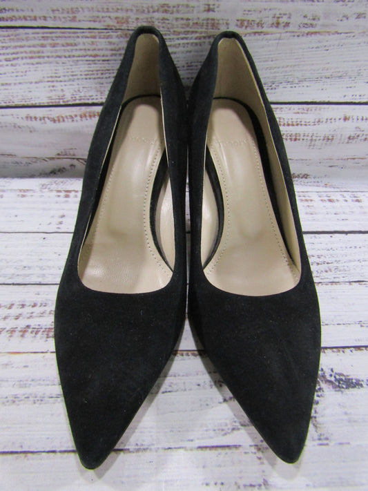 Theory City 55 Women's Black Suede Pointed Toe Pumps Size 7 Made in Italy