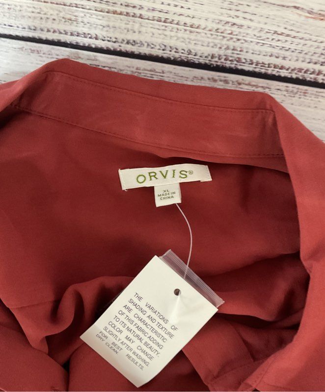 NWT Women's Orvis Rust Blouse Size XL
