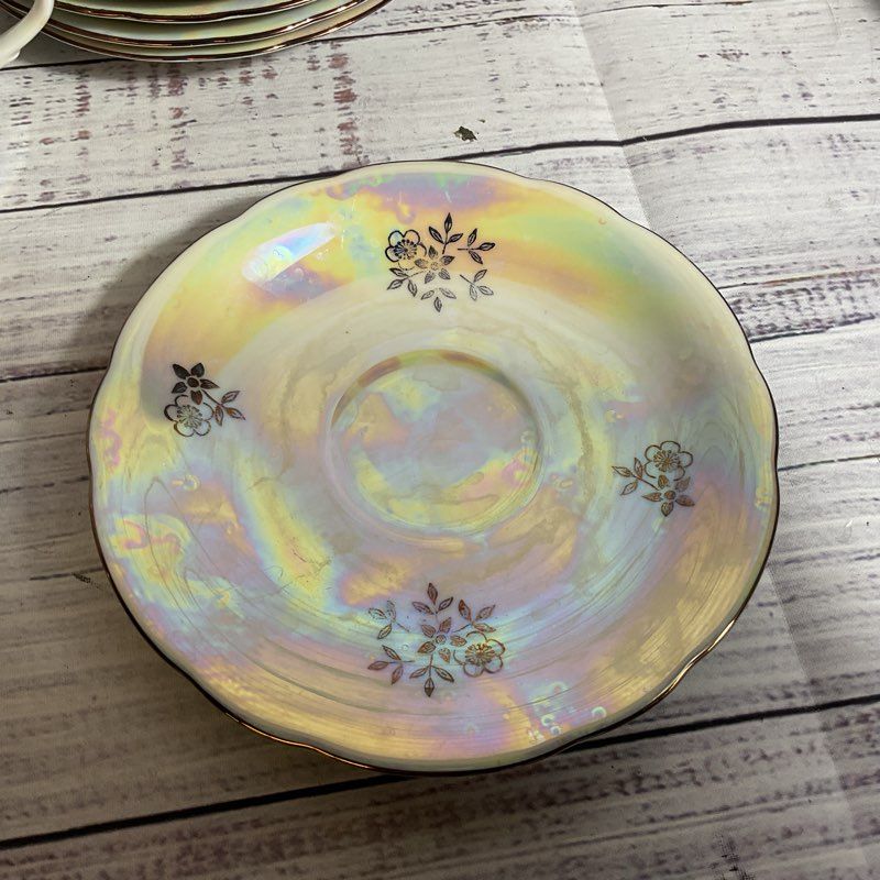 VTG. KAHLA Madonna Iridescent Cups And Saucers- SET OF 6