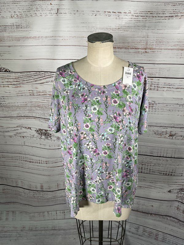 NWT Women's J Jill Sleep Ultrasoft Relaxed Tee Floral Pattern Purple Size XL