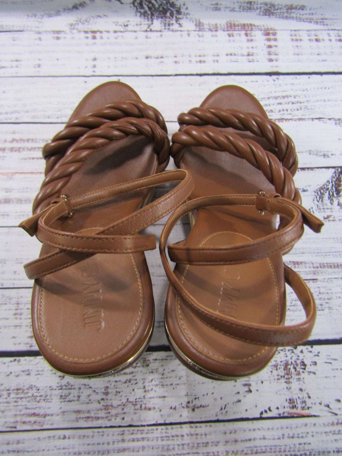 Jimmy Choo Diosa Women's Brown Leather Espadrille Wedge Sandals Made in Spain