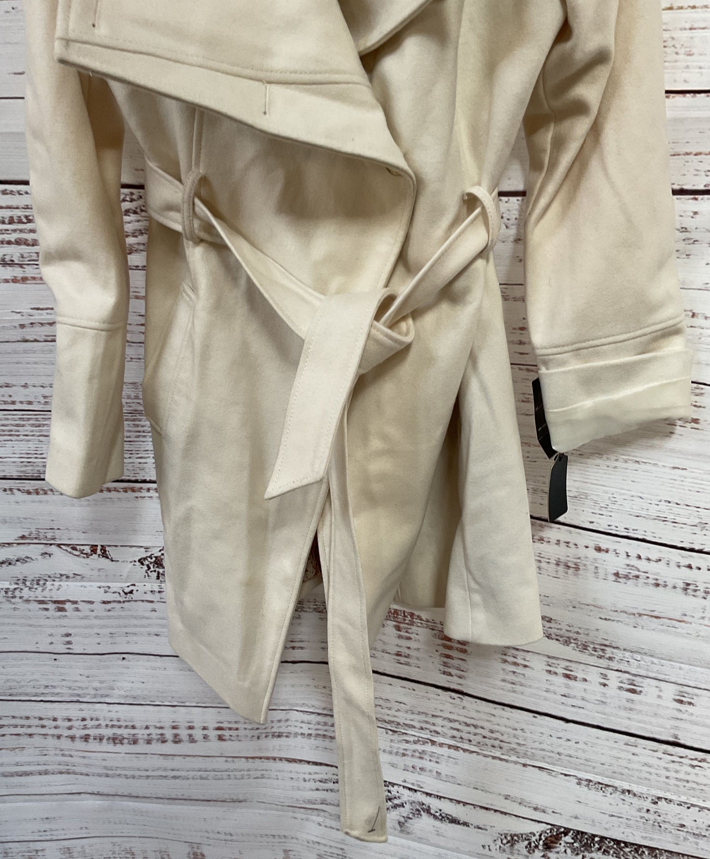 Guess Women's Ivory Wool Blend Asymmetrical Coat Jacket Size XL