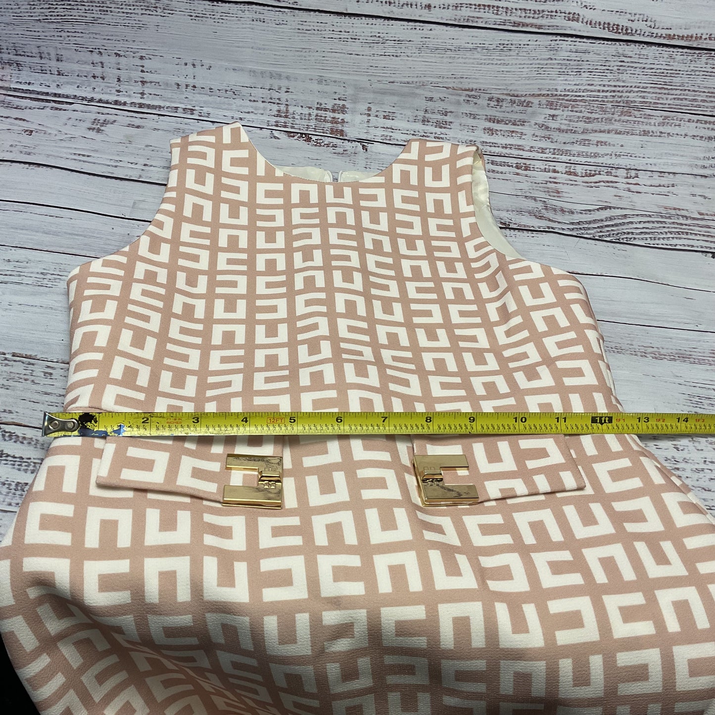 Elisabetta Franchi My Little Girl Beige Pink Logo Design Dress - Size Girls 12?