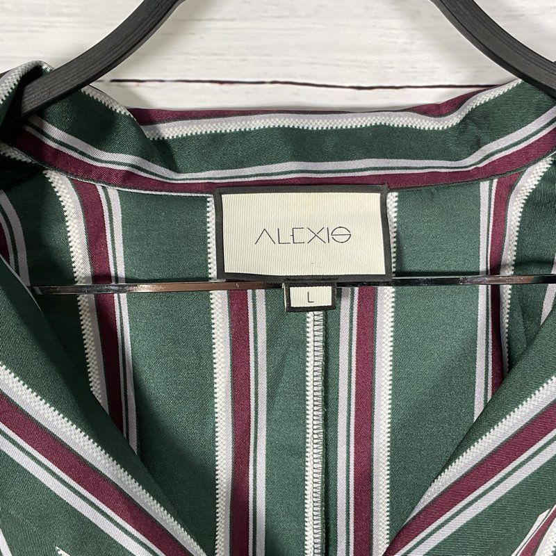Alexis Samwell Top Green and Purple Striped Blouse - Size L