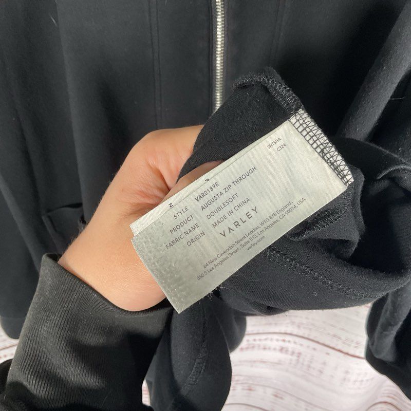 Varley Augusta Black Paneled Full Zip Crewneck Sweater - Size M